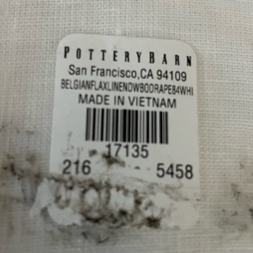 Pottery Barn Belgian Flax Linen Blackout Curtain in White 100x84 - Picture 5 of 7